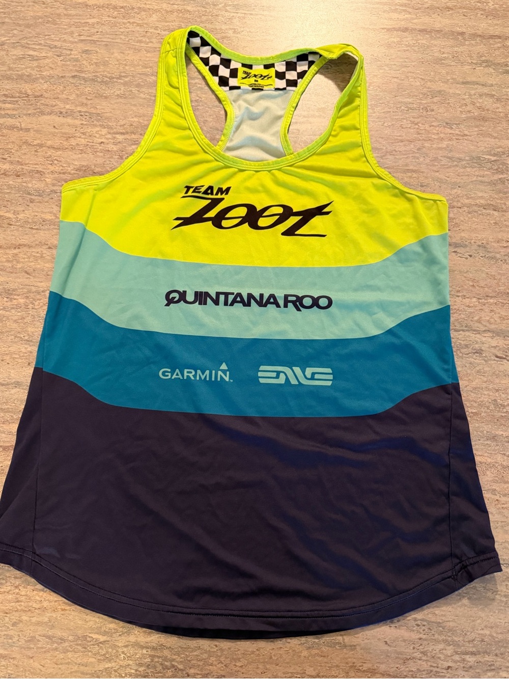 Zoot Women's Racerback Tank - Neon Yellow, Aqua & Navy